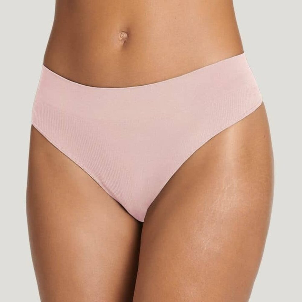 NWT Jockey Pack of 5 Sz SM (5) Seamfree Recycled Nylon Rib Thong Pink Haze